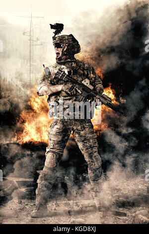 Armee Soldat in Aktion Stockfoto