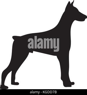 Silhouette eines Hundes. Vector Illustration der Dobermann. Stock Vektor