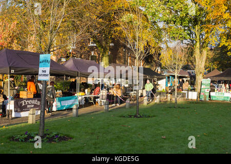 Cheadle Village - die Hersteller den Markt an einem sonnigen Nachmittag im November 2017 Stockfoto