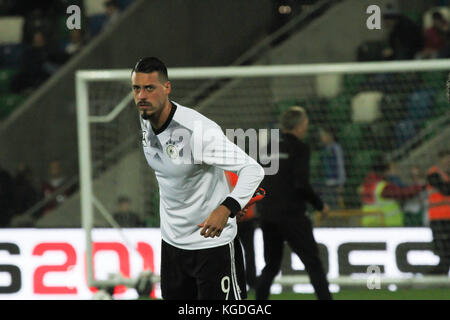 In Deutschland Sandro Wagner (9) Ausbildung vor Deutschland gespielt Nordirland im Windsor Park von Belfast, 05. Oktober 2017. Stockfoto