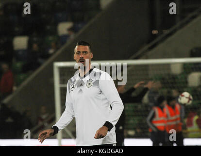 In Deutschland Sandro Wagner (9) Ausbildung vor Deutschland gespielt Nordirland im Windsor Park von Belfast, 05. Oktober 2017. Stockfoto