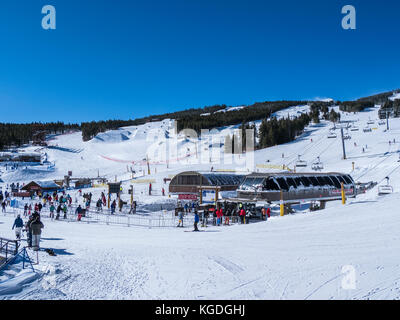 Sesselbahnen, Peak 8 Base, winter Breckenridge Ski Resort, Breckenridge, Colorado. Stockfoto