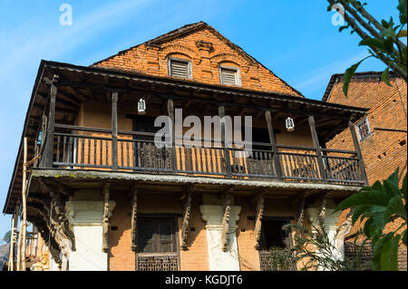 Traditionelles Ziegelstein Häuser in Newari Stil, Bandipur, Tanahun Bezirk, Nepal Stockfoto