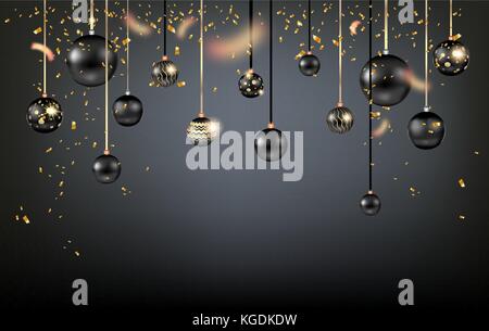 Schöne schwarze Weihnachtskugeln Stock Vektor