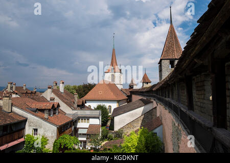 Schweiz, Kanton Freiburg, Murten, Murten, Landschaft Stockfoto