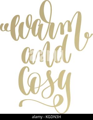 Warme und gemütliche golden hand Schriftzug Winterurlaub Stock Vektor