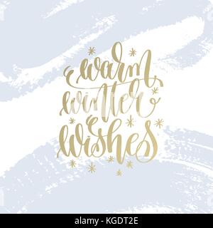 Warme winter Wünsche hand Schriftzug holiday Poster Stock Vektor