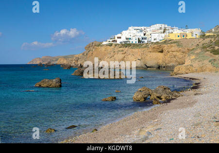 Kiesstrand in destrict Grotta, Teil von Naxos, Insel Naxos, Kykladen, Ägäis, Griechenland Stockfoto