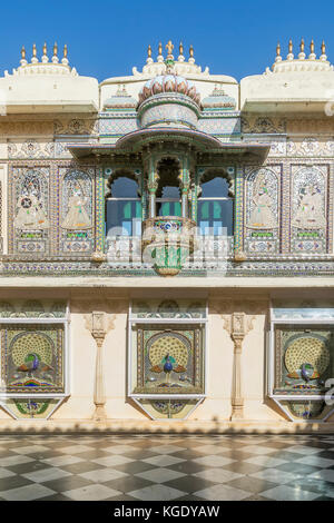 Detail der City Palace, Udaipur, Rajasthan, Indien Stockfoto