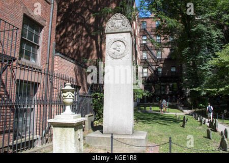 Grab Marker für John Hancock, Getreidespeicher begrub Masse, Boston, MA, USA Stockfoto