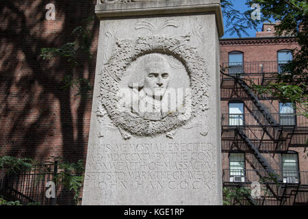 Grab Marker für John Hancock, Getreidespeicher begrub Masse, Boston, MA, USA Stockfoto