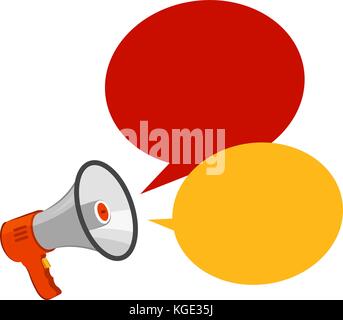Lautsprecher, Megaphon. Werbung, Ankündigung, Aufmerksamkeitskonzept. Vektorabbildung Stock Vektor