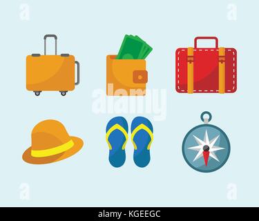 Travel stuff Icon Set Stock Vektor