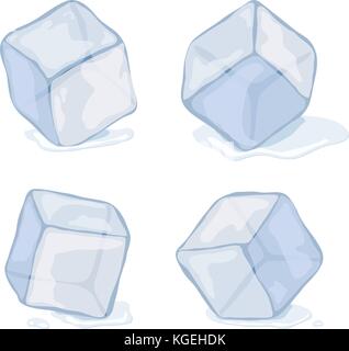 Vektor Eiswürfel auf weißem Hintergrund. blau, transparent Ice Cube in kaltem Wasser. Stock Vektor