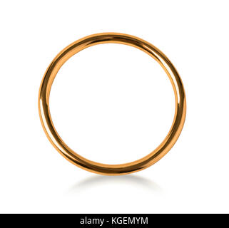 Lonely goldene Hochzeit Ring in der Nahaufnahme mit Freistellungspfad isoliert Stockfoto