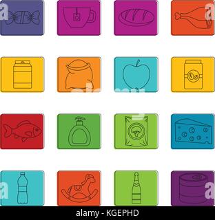 Shop navigation Lebensmittel Symbole doodle einrichten Stock Vektor