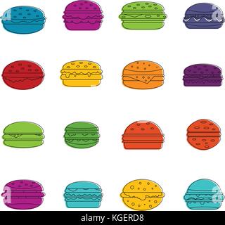 Burger Symbole doodle einrichten Stock Vektor
