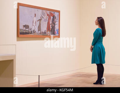 Tate Modern, London, Großbritannien. November 2017. Roter Stern über Russland: Eine Revolution in der visuellen Kultur 1905-55. Mit über 250 Plakaten, Gemälden und Fotografien, von denen viele zum ersten Mal öffentlich ausgestellt wurden, zeigt die Ausstellung, wie sich Leben und Kunst während einer entscheidenden Periode der modernen Weltgeschichte verändert haben. Die Ausstellung läuft vom 8. November 2017 bis zum 18. Februar 2018. Quelle: Malcolm Park/Alamy Live News. Stockfoto