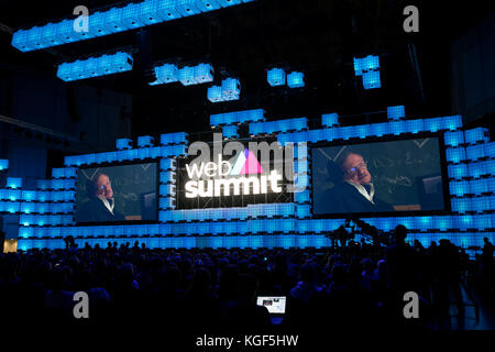 Lissabon, Portugal. 6 Nov, 2017. Stephen Hawking im Web Gipfel Opening Night im Mittelpunkt, Kredit: Rachel Torres/Alamy leben Nachrichten Stockfoto