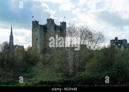 Das Schloss von Trim in der Grafschaft Meath in der Nähe von Dublin, Republik Irland, Drehort für den Film braveheart mit Mel Gibson Stockfoto