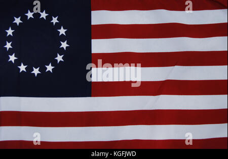 Betsy Ross Flagge. frühen Desing von der Flagge der Vereinigten Staaten. Die 13 Sterne der ursprünglichen 13 Kolonien dar. Philadelphia. Pennsylvania. usa.. Stockfoto