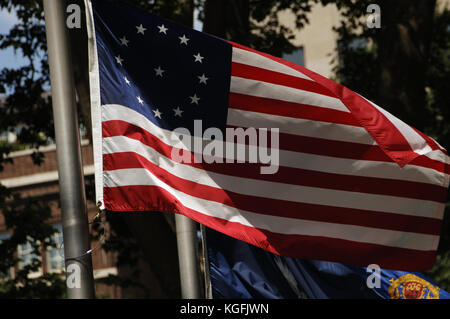 Betsy Ross Flagge. frühen Desing von der Flagge der Vereinigten Staaten. Die 13 Sterne der ursprünglichen 13 Kolonien dar. Philadelphia. Pennsylvania. usa. Stockfoto