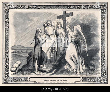 "Christian Ankunft auf dem Kreuz" aus der Stadt der Zerstörung' aus dem 'der bildnerischen Pilgerreise' von H.H.Lloyd & Co. in New York im Jahr 1862 veröffentlichte auf der Grundlage von "Fortschritte der Pilger aus dieser Welt, zu dem, was noch kommen wird" von John Bunyan (1628-1688) Erstmals im Jahre 1678 veröffentlicht. Stockfoto