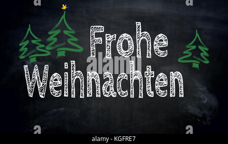 Frohe Weihnachten (Frohe Weihnachten) Schiefertafel Konzept. Stockfoto