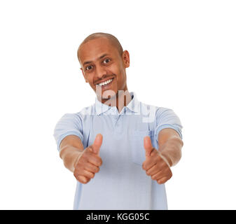 African-american junger Mann mit Daumen nach oben. Stockfoto