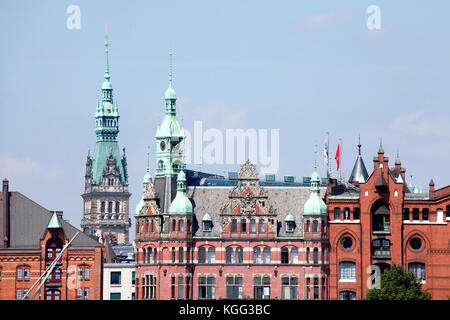 HafenCity Hall in Speicherstadt, HafenCity, hamburg, deutschland, europa I sogenanntes Hafenrathaus, Speicherstadt, HafenCity, Hamburg, Deutsch Stockfoto