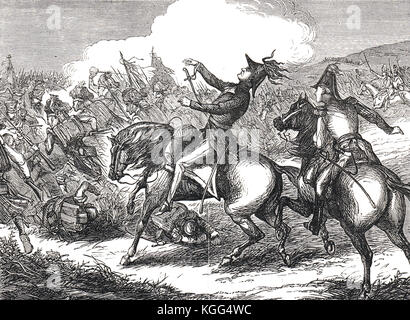 Tod von Generalleutnant Sir Thomas Picton, Schlacht von Waterloo, 18. Juni 1815. Die meisten Senior Officer zu sterben bei Waterloo Stockfoto