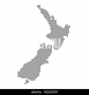 Neuseeland Landkarte vom Abstrakten halftone Dot Pattern Stock Vektor