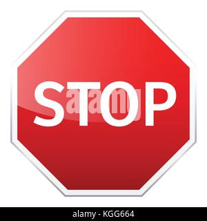 Straße rote Zeichen auf weißem Hintergrund. Überwachung des Straßenverkehrs. wegverbrauch. ordnungspolitische Zeichen. stoppen und Ertrag. Straße. Stock Vektor