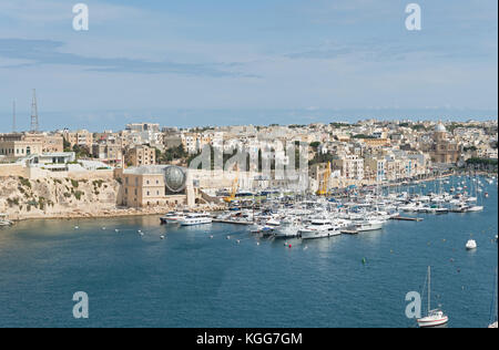 Stadt Kalkara in Malta. Blick von Fort St. Angelo Stockfoto