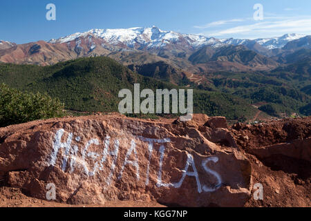 Marokko, Atlasgebirge, Aussicht auf die Berge. Stockfoto