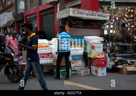 Die pettah Colombo Sri Lanka erste Cross Street Obst und Gemüse Stall Halter Stockfoto