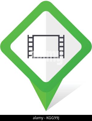 Film grünes Quadrat Zeiger Web und Handy vektor Icon in eps 10 auf weißem Hintergrund mit Schatten Stock Vektor