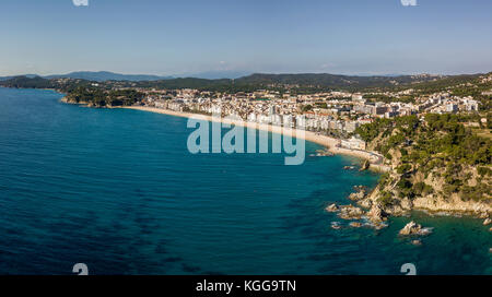 Luftaufnahme von Lloret de mar Küstenort in Katalonien, Spanien Stockfoto