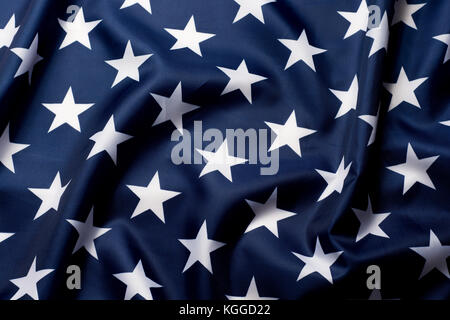 Schön winken Sterne der amerikanischen Flagge Nahaufnahme Hintergrund. Stockfoto