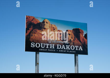 South Dakota - 19. September: Willkommen in South Dakota Zeichen entlang der Staatsgrenze Stockfoto