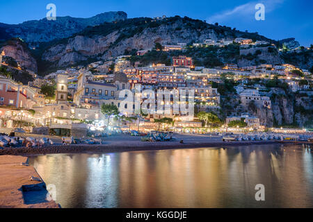 Nacht in Positano, Italien Stockfoto