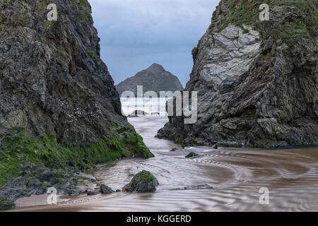 Holywell Bay, Gull Rocks, Cornwall, England, Vereinigtes Königreich Stockfoto