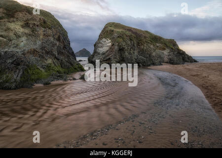 Holywell Bay, Gull Rocks, Cornwall, England, Vereinigtes Königreich Stockfoto