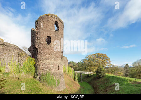 Herbst bei Grosmont Schloss, "Castell y Grysmwnt' Grosmont, Monmouthshire, Wales, Großbritannien Stockfoto