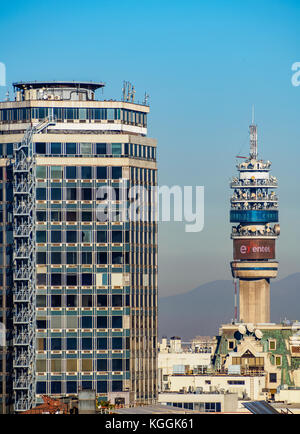 Entel Turm vom Santa Lucia Hill, Santiago, Chile Stockfoto