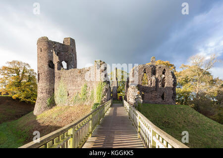 Herbst bei Grosmont Schloss, "Castell y Grysmwnt' Grosmont, Monmouthshire, Wales, Großbritannien Stockfoto