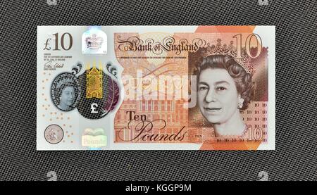 £10 polymer Banknote zehn Pfund Hinweis Stockfoto