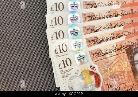 £10 polymer Banknote zehn Pfund Noten Stockfoto