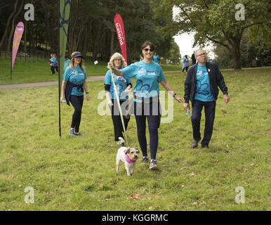 Fernsehstar Ruth Langsford und ihr Hund Maggie beginnen den Alzheimer’s Society Surrey Memory Walk im Painshill Park, Cobham. Die Strictly Come Dancing 2017, Loose Women und ITV This Morning Moderatorin, die ihren Vater Dennis an Demenz verloren hat und Botschafter der Alzheimer’s Society ist. Ruth wurde von EastEnders-Star Emma Barton und ihrem Hund Poppy begleitet. Mit: Emma Barton Where: Cobham, Großbritannien Wann: 08 Okt 2017 Credit: Paul Taylor/WENN.com Stockfoto