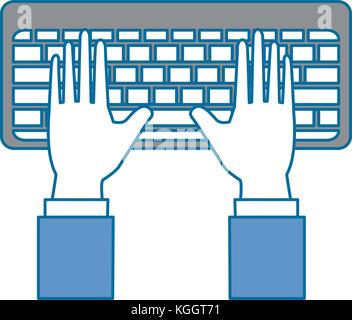 Hände menschlichen mit Tastatur Vector Illustration Design Stock Vektor